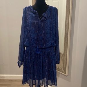 Banana Republic drop waist blue animal print dress fully lined